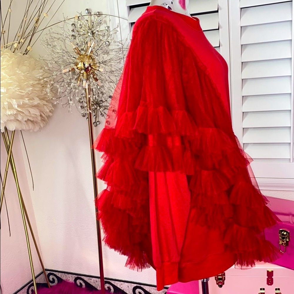 Red Ruffled Sweatshirt - Picture 3 of 6